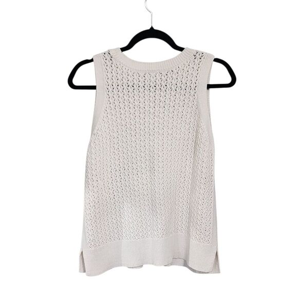 a new day Tank Top L White Cotton Blend New England Fisherman Boho Cottagecore - Picture 2 of 6